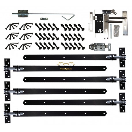 Beslagset zwart, opgeklampte deur dubbel XL