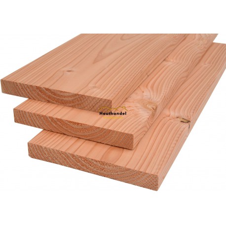 Douglas plank - 1 zijde geschaafd/1 zijde fijnbezaagd 28x195 3000 mm