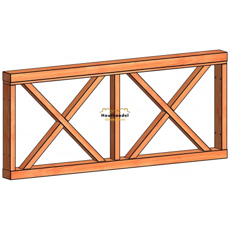 Veranda kruis hekwerk B 700x1630mm onbehandeld