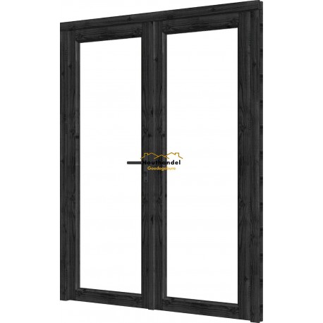 Steel Look deur - 01 dubbel DOUGLAS zwart, deur:750x2060mm+kozijn:1636x2136mm