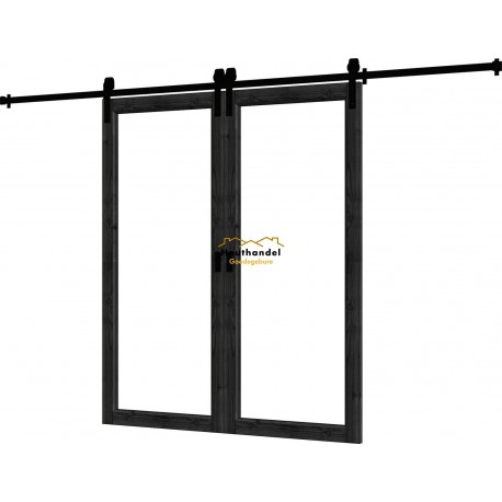 Steel Look schuifdeur - 01 dubbel DOUGLAS, zwart, deur: 1680x2060mm
