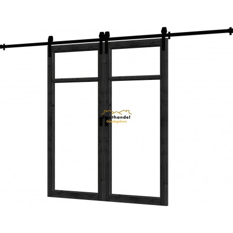 Steel Look schuifdeur - 02 dubbel, zwart, deur: 1680x2060mm