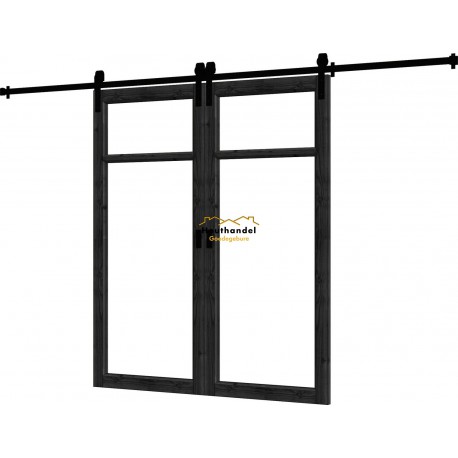 Steel Look schuifdeur - 02 dubbel, zwart, deur: 1680x2060mm