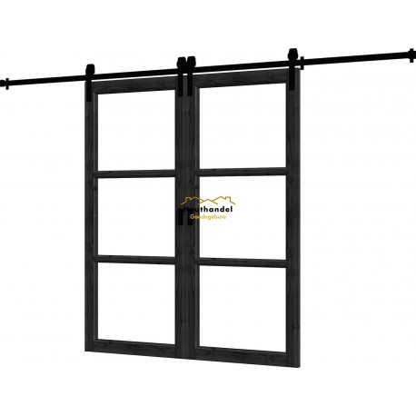 Steel Look schuifdeur - 03 dubbel, zwart, deur: 1680x2060mm