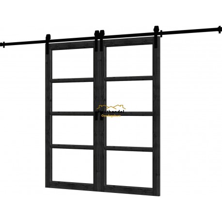 Steel Look schuifdeur - 04 dubbel, zwart, deur: 1680x2060mm
