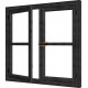 Steel Look vleugelraam - 03 dubbel DOUGLAS zwart, 2x raam:674x1296mm+kozijn:1515x1430mm