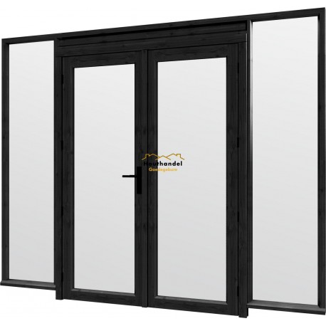 Steel Look raam 2760x2200mm zwart module C-01 met dubbele openslaande deuren