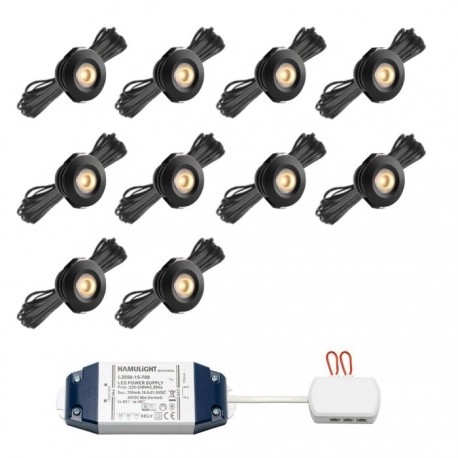 LED inbouwspot Pals zwart bas | warmwit | set van 10