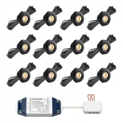 LED inbouwspot Pals zwart bas | warmwit | set van 12